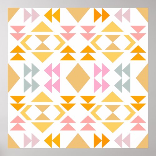 Modern Geometric Quilt Design Pattern in Yellow Poster