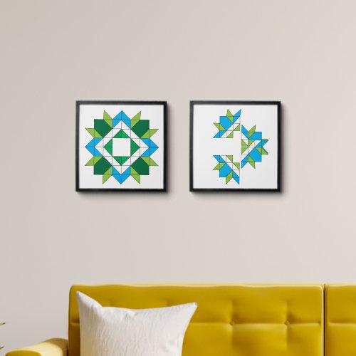 Modern Geometric Quilt Mosaic Pattern Blue Green P Peel And Stick Photo Tile
