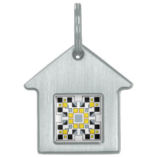 Modern Geometric Quilt Pattern Art Pet ID Tag