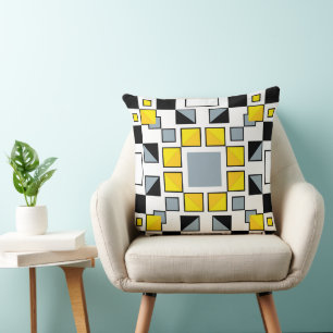 Modern Geometric Quilt Pattern Art Throw Pillow