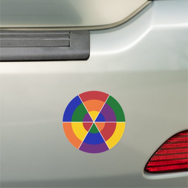 Modern Geometric Rainbow Circle LGBT Pride Car Magnet (In Situ)