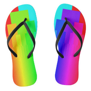 Modern Geometric Rainbow Color Block Pattern Flip Flops