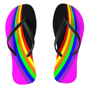 Modern Geometric Rainbow Color Stripe Pattern Flip Flops