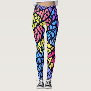 Modern Geometric Rainbow Stained Glass Pattern Leggings