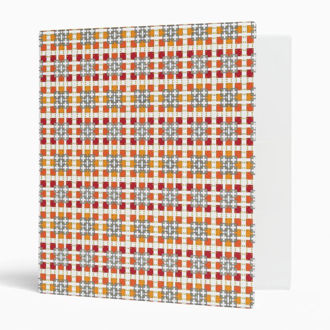 Modern geometric red Amber squares pattern Binder (Front/Inside)