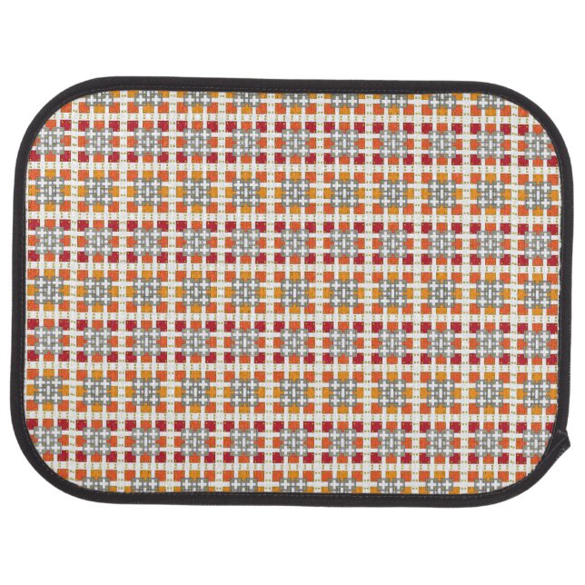 Modern geometric red Amber squares pattern Car Floor Mat (Rear)
