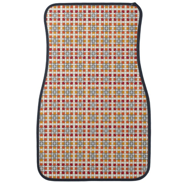 Modern geometric red Amber squares pattern Car Mat (Front)