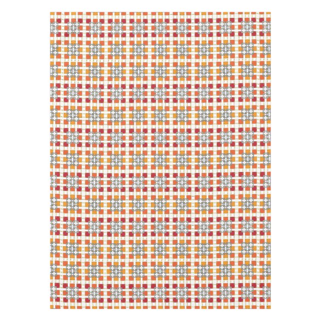 Modern geometric red Amber squares pattern Tablecloth (Front)