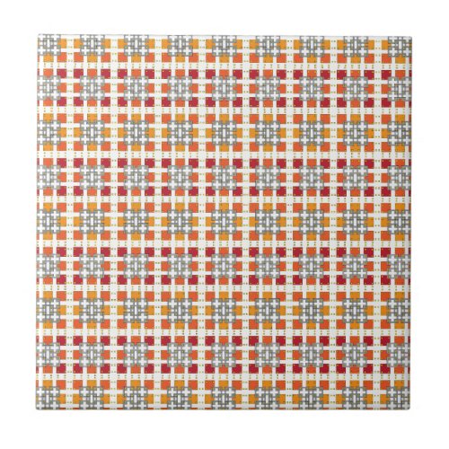 Modern geometric red Amber squares pattern Tile