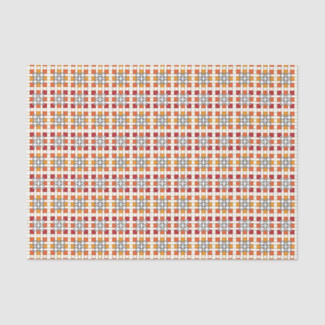 Modern geometric red Amber squares pattern Tissue Paper (Front)