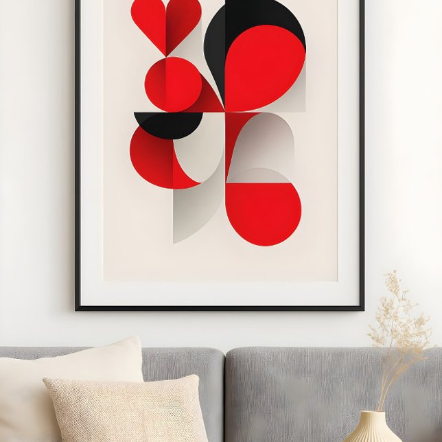 Modern Geometric Red and Black LOVE Abstract Art  Poster (Creator Uploaded)