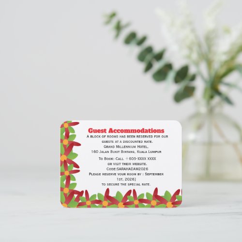 Modern Geometric Red and Green Vector Blossom Enclosure Card