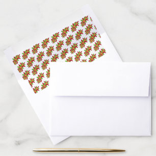Modern Geometric Red and Green Vector Blossom Envelope Liner