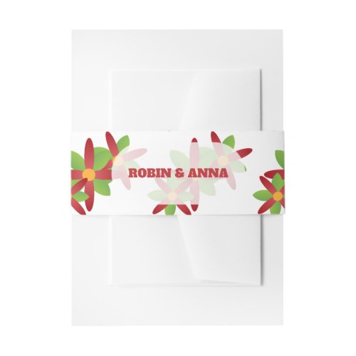Modern Geometric Red and Green Vector Blossom Invitation Belly Band