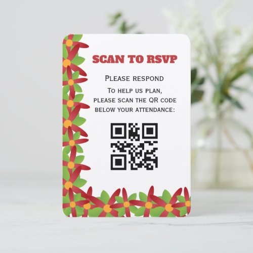 Modern Geometric Red and Green Vector Blossom RSVP Card