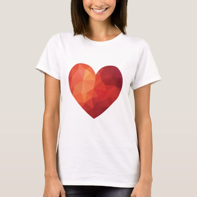 Modern geometric red heart T-Shirt (Front)