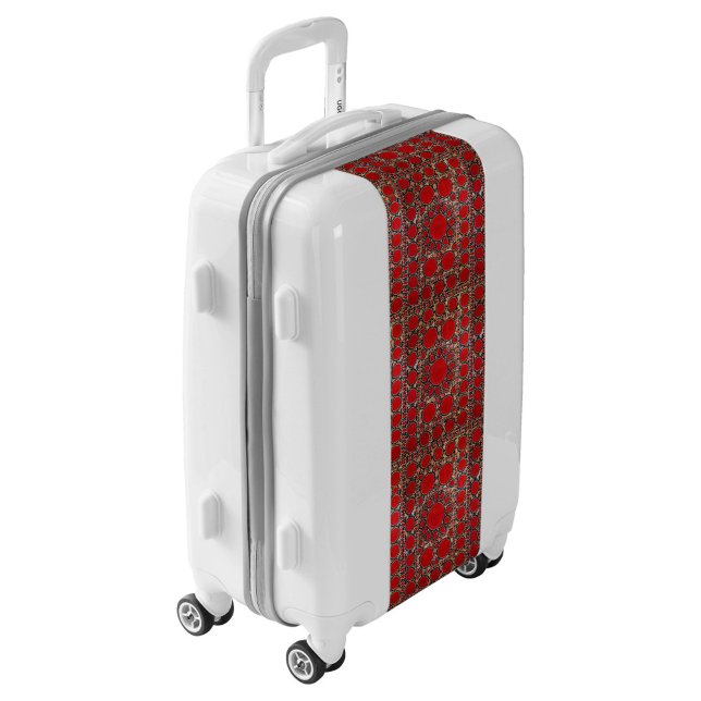 Modern Geometric Red Pattern Suitcase ("Stylish patterned luggage for travelers")