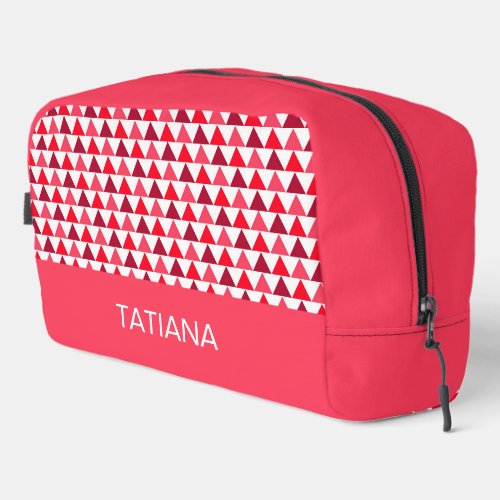 Modern Geometric Red Pink Triangles Pattern Dopp Kit