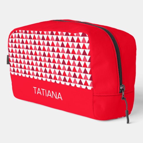 Modern Geometric Red Pink Triangles Pattern Dopp Kit
