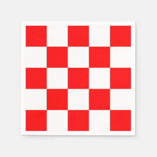 Modern Geometric Red White Bold Checkers Napkins
