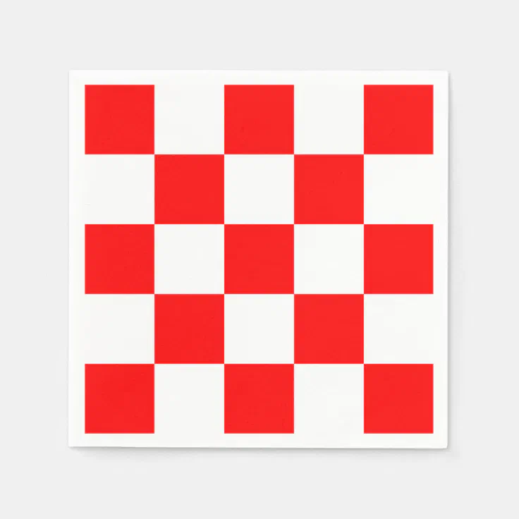 Modern Geometric Red White Bold Checkers Napkins