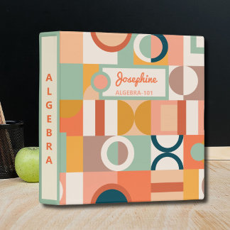 Modern Geometric Retro Colorful Custom School 3 Ring Binder