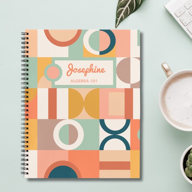 Modern Geometric Retro Colorful Custom School Notebook (Creator Uploaded)