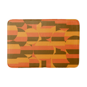 Modern geometric retro groovy art bath mat