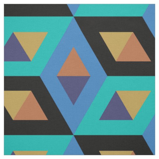 Modern Geometric Retro Hexagons Pattern #3 Fabric