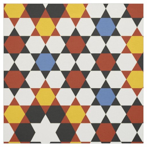 Modern Geometric Retro Hexagons Pattern #7 Fabric