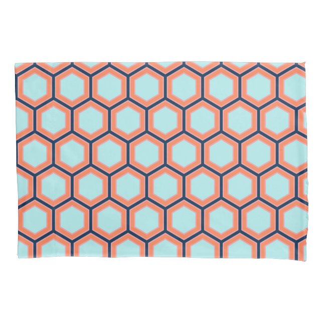 Modern Geometric Retro HoneyComb Pattern #2 Pillow Case (Front)