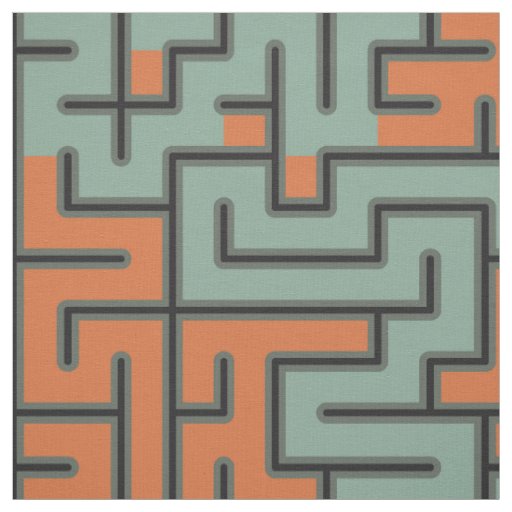 Modern Geometric Retro Maze Pattern Fabric