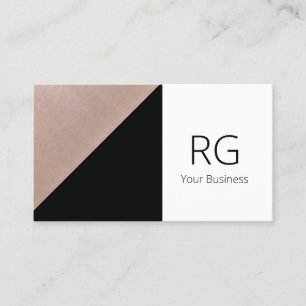 Modern Geometric Rose Gold and Black Personalized Business Card