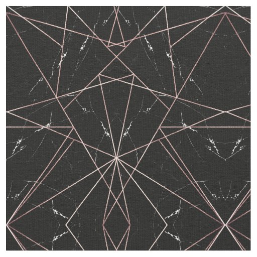 Modern Geometric Rose Gold Marble Triangles Fabric