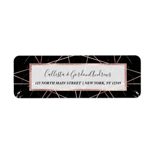 Modern Geometric Rose Gold Marble Triangles Label