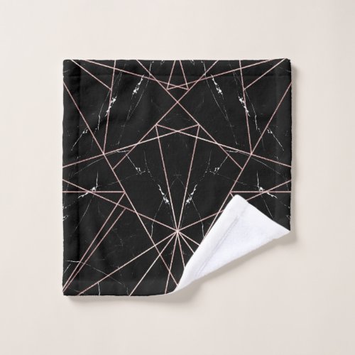 Modern Geometric Rose Gold Marble Triangles Wash Cloth