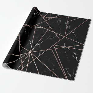 Modern Geometric Rose Gold Marble Triangles Wrapping Paper