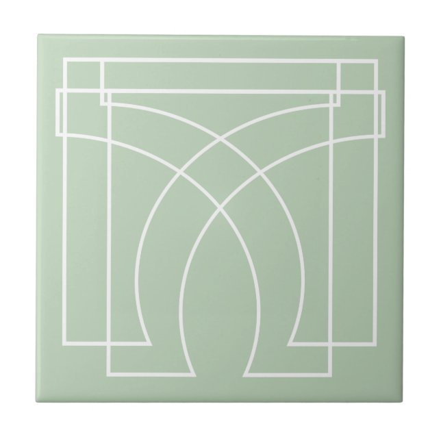 Modern Geometric Sage Green Ceramic Tile (Front)