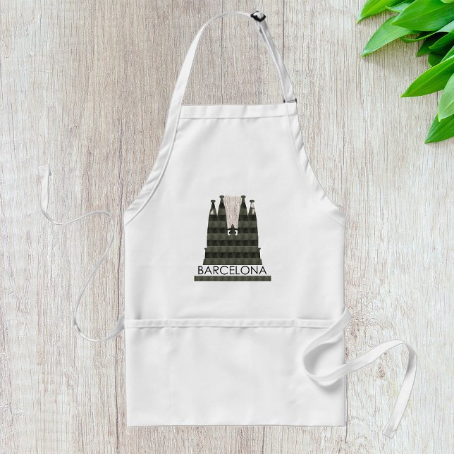 Modern Geometric Sagrada Familia Barcelona Skyline Adult Apron (Creator Uploaded)
