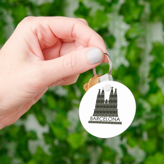 Modern Geometric Sagrada Familia Barcelona Skyline Keychain (Creator Uploaded)