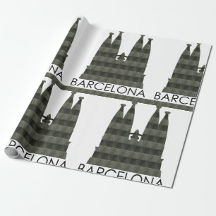 Modern Geometric Sagrada Familia Barcelona Skyline Wrapping Paper