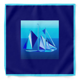 Modern Geometric Sailboat / Yacht, Cobalt Blue Bandana