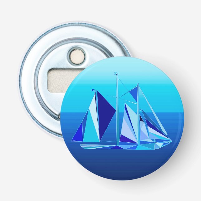 Modern Geometric Sailboat / Yacht, Cobalt Blue Bottle Opener (Front)