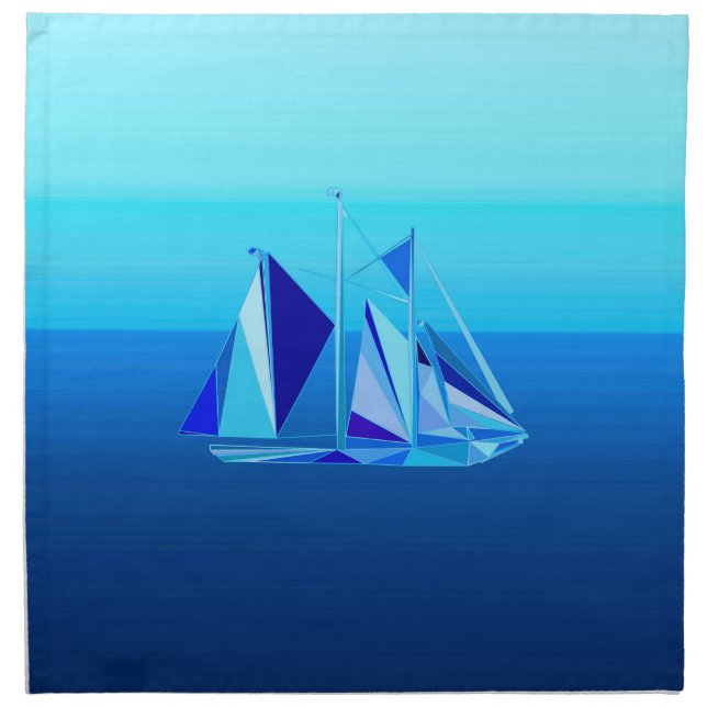 Modern Geometric Sailboat / Yacht, Cobalt Blue Cloth Napkin (Front)