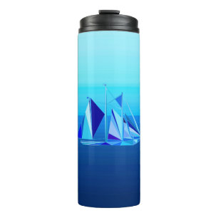 Modern Geometric Sailboat / Yacht, Cobalt Blue Thermal Tumbler