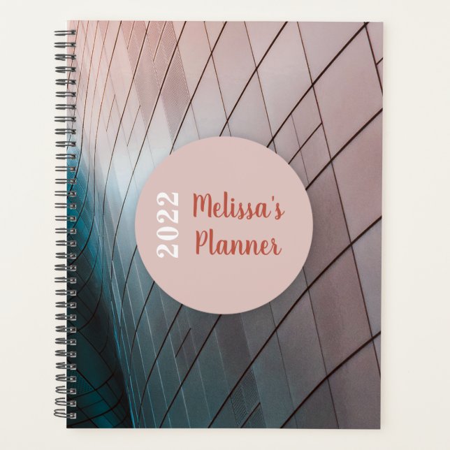Modern Geometric Script 2022 Personalized Name Planner (Front)