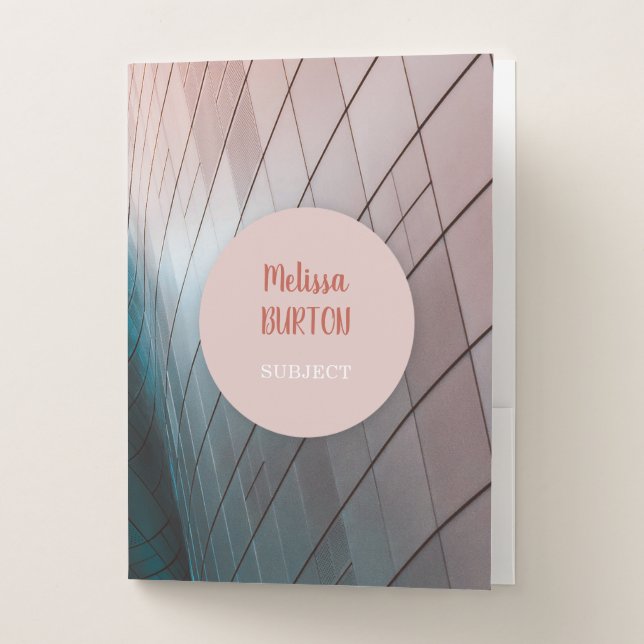 Modern Geometric Script Personalized Name Pocket Folder (Front)