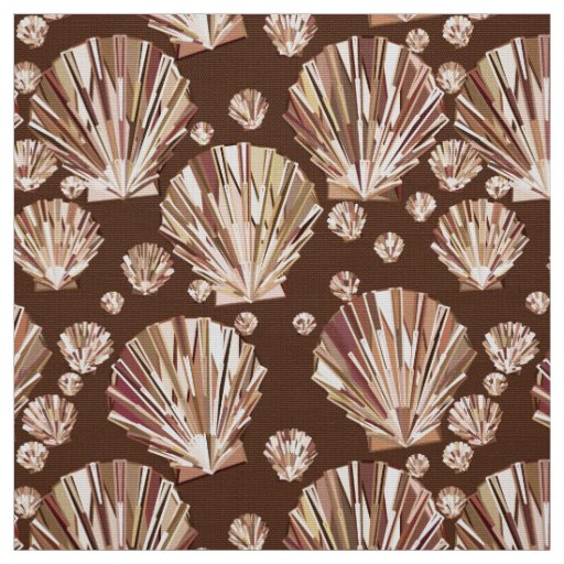 Modern Geometric Seashells, Tan and Dark Brown Fabric