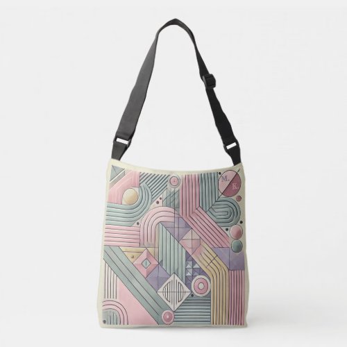 Modern Geometric Serenity Your Initials or Name Crossbody Bag