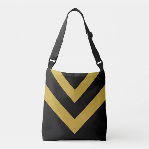 Modern Geometric Shape in Black  Golden Crossbody Bag